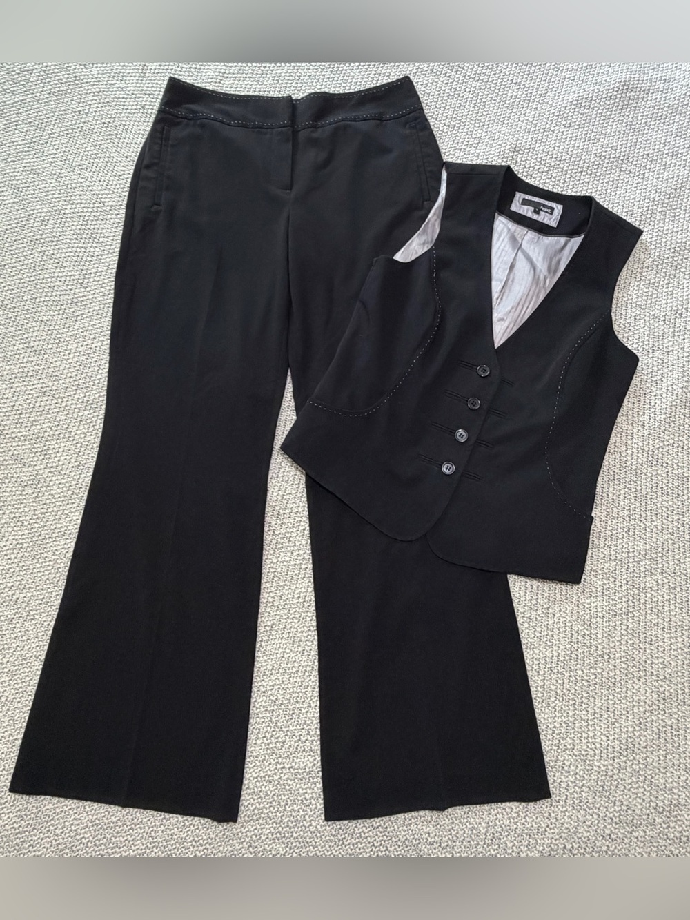 NEXT Y2K Black with white stitching   Matching vest/pant Set UK 12/ USA 8-10